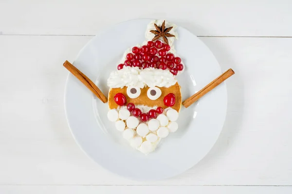 Santa pancake on white plate — Stock Photo, Image