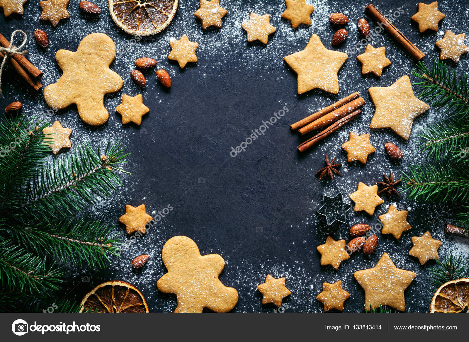 Composizione Di Cornice Di Natale Con I Biscotti Del Pan Di