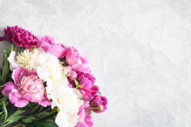 Peonies arka plan. Peonies ile çerçeve çiçek