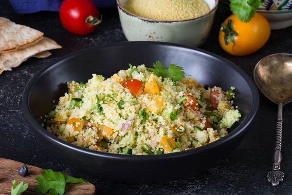 Tabbouleh healthy cous cous salad or side dish in bowl — Stock Photo, Image