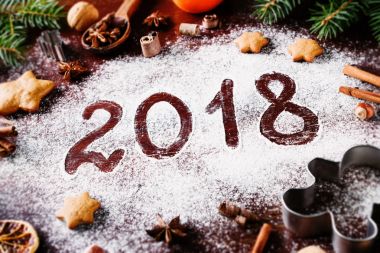 Mutlu yıllar 2018 tebrik kartı.