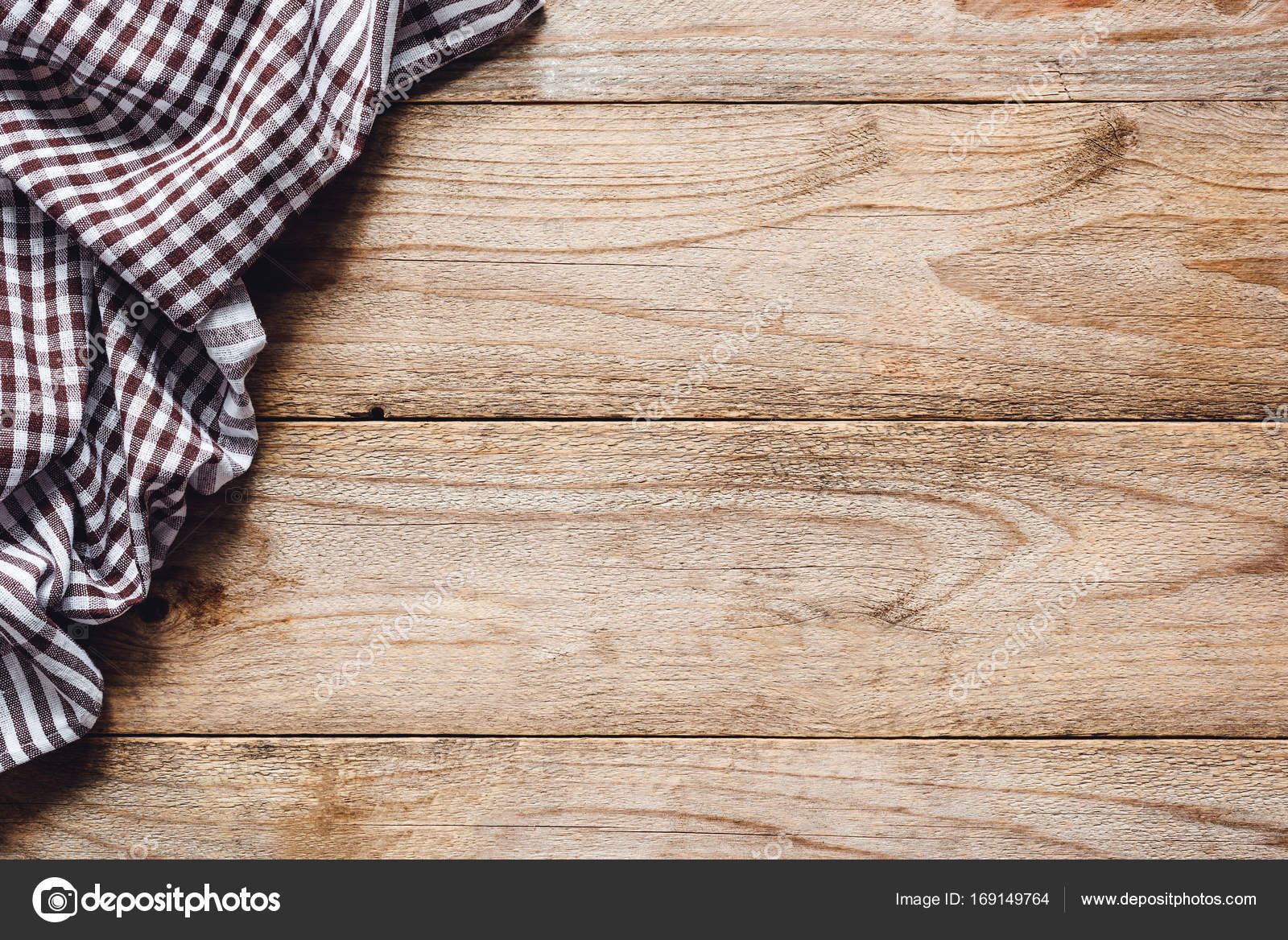 wooden table background with textile. food background