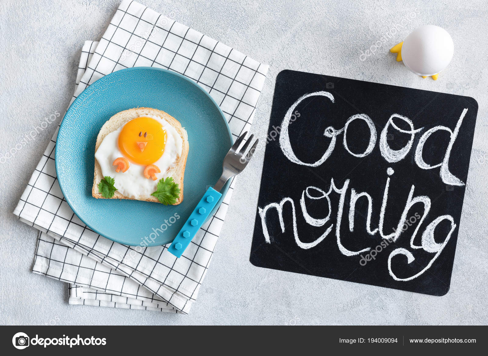 Good Morning Breakfast For Kids. Egg Sandwich Chicken Stock Photo ...