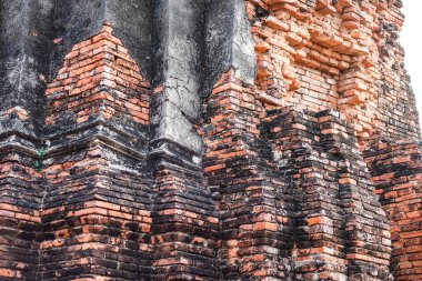 Ayutthaya dönemindeki tapınak duvarları, Phra Nakhon Si Ayutthaya, Tayland.