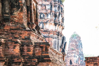 Ayutthaya dönemindeki tapınak duvarları, Phra Nakhon Si Ayutthaya, Tayland.