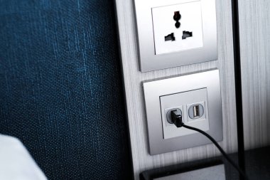 Power plug and usb socket for convenient use for users. It's Very convenient. clipart