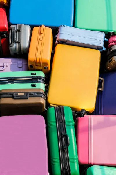 Variety Colorful Luggage Waiting Transported Various Places — Stock Photo, Image