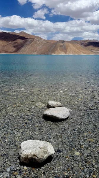 Pangong Lake Imagem Vertical Também Chamado Lago Pangong Tso Ladakh — Fotografia de Stock