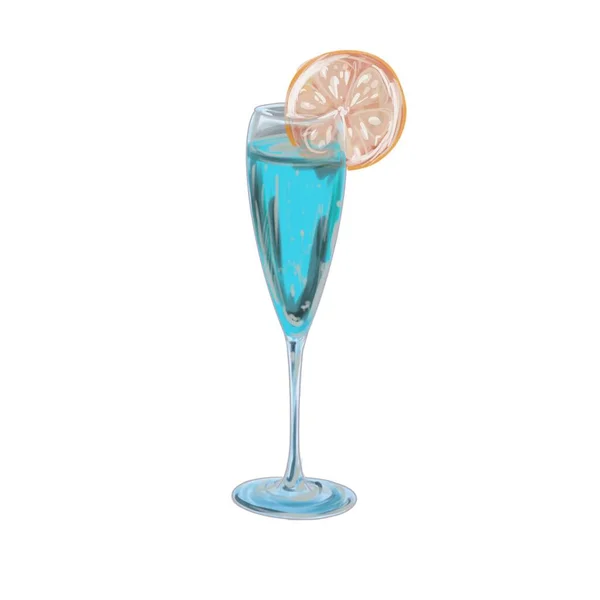 Delizioso cocktail in un bicchiere blu Laguna — Foto Stock