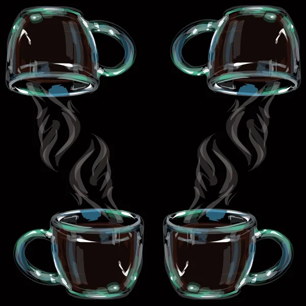 Illustrazione modello immagine di tazze di vetro con una bevanda calda — Foto Stock