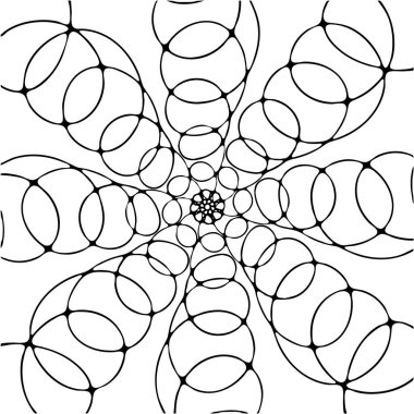 Hand drawn mandala Doodles have black contour repeating elements on a white background. Neurographics. Neuroart. Coloring pages for adults and children. Abstract rounded lines. Small parts. Vector. clipart
