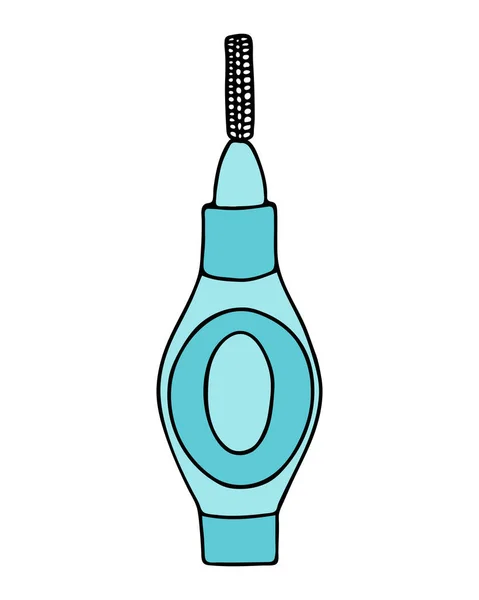 Escova interdental aparelho ortodôntico. Pipe-limpador de produtos dentários casa de higiene oral pessoal no banheiro. Cor vetor isolado plana doodle desenho realista com contorno preto ícone de fundo branco — Vetor de Stock