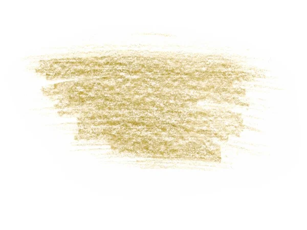 Mancha abstracta aislada de color marrón dorado sobre un fondo blanco. Mano dibujada con lápiz de colores pasteles al óleo. Textura calcárea. Diseño de plantillas, postales, texto, redes sociales, sitios web . — Foto de Stock