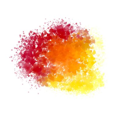 İzole edilmiş soyut leke leke desenli bordo, turuncu, sarı renkli beyaz arkaplan. El yapımı suluboya, guaj boyası. Chalky dokusu. Tasarım şablonları, kartpostallar, metin, sosyal ağlar, web siteleri.