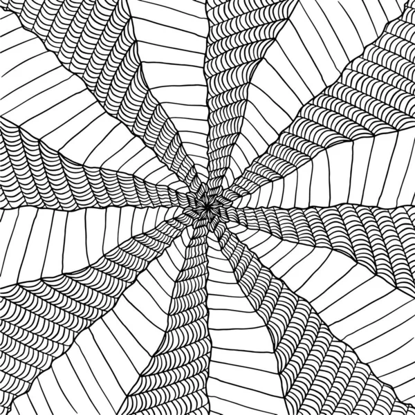 Patrón dibujado a mano garabatos mandala. Elementos de repetición de contorno dinámico. Páginas para colorear para adultos, niños. Circular espirales abstractas, remolinos, línea, punto. Vector de dibujos animados negro contorno fondo blanco — Vector de stock