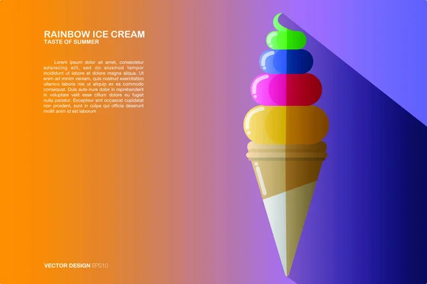 Вкусное Rainbow Мороженое Вкус Лета Смотреть Вкусное Вкусное Меню Хорошо — стоковый вектор