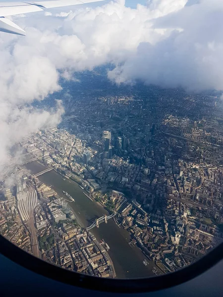 Vista Aérea Londres Vista Desde Ventana Del Avión — Foto de Stock