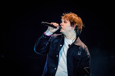AMSTERDAM, NETHERLANDS - FEBRUARY 13, 2020: Concert of Lewis Capaldi at AFAS Live concert hall. clipart
