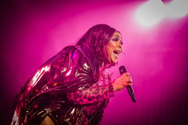 AMSTERDAM, NETHERLANDS - NOVEMBER 18, 2019: Amazing Lizzo performing at show at AFAS Live concert hall.