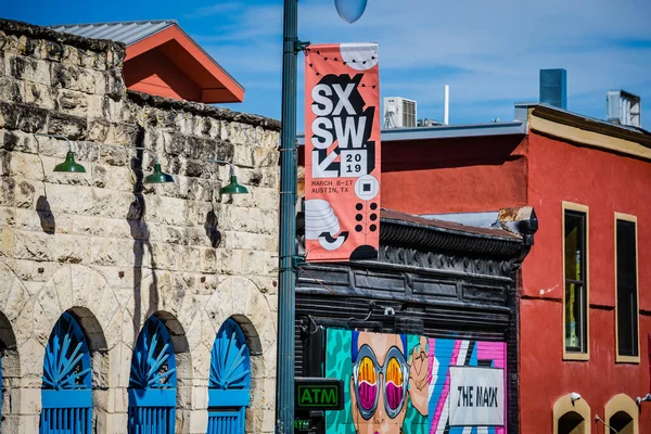 Mars 2019 Austin Och Usa Sxsw Skylt 6Th Street — Stockfoto