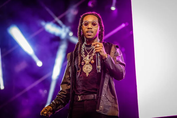 Migos Lowlands Виступають Сцені Під Час Музичного Фестивалю — стокове фото