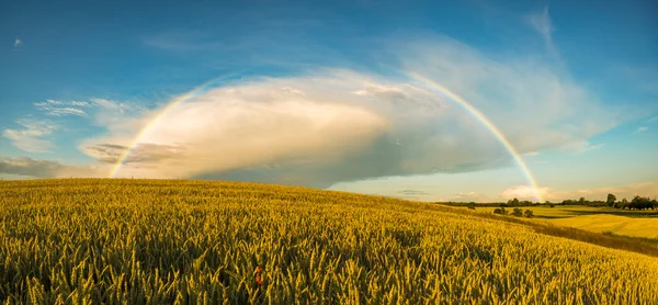 Rural landscape,rainbow — Φωτογραφία Αρχείου