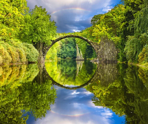 Vista Panorâmica Ponte Devils Kromlau Alemanha — Fotografia de Stock