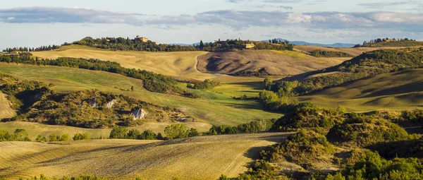 Pienza,Italy-September 2015:the famous Tuscan landscape at sunrise — Stock Photo, Image