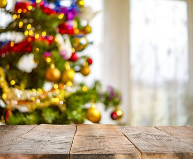 Noel tatil arka plan boş, rustik ahşap tablo ile