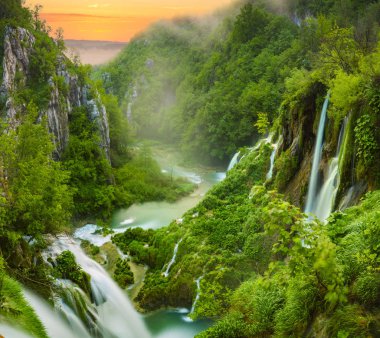waterfalls of Plitvice lakes national park clipart