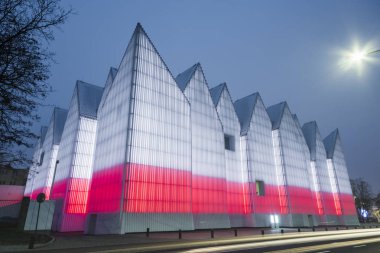 Szczecin, Polonya - Şubat, 2017: modern Miecz bina