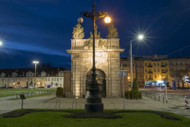 Szczecin, Polonya-Ocak 2018: Ar Noel Aydınlatmaları