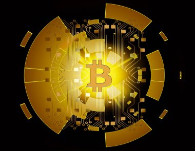 Bitcoin altın para fütüristik ağ iş kavramı circ ile