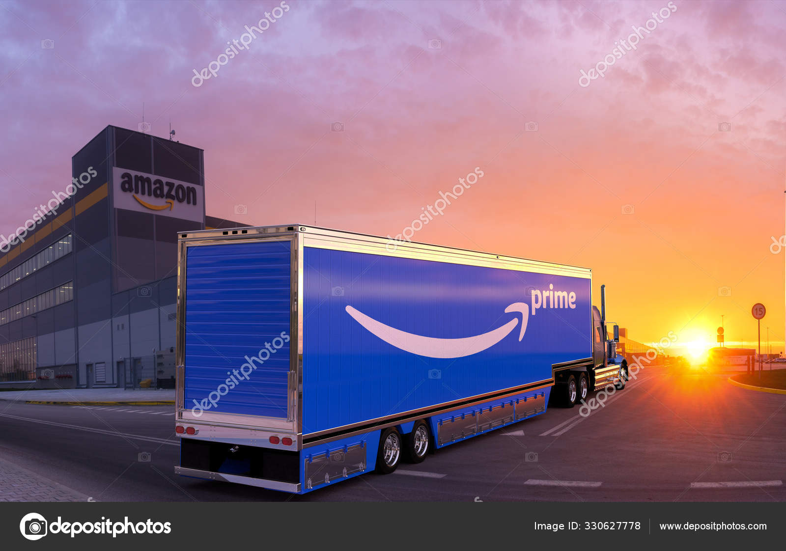 Trucks With A Semi Trailer With The Amazon Prime Logo At The Am Stock Editorial Photo C Mikemareen