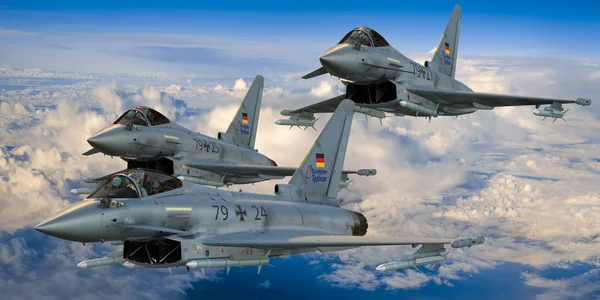 Eurofighter Typhoon German Air Force in combat formation — Stock Photo, Image