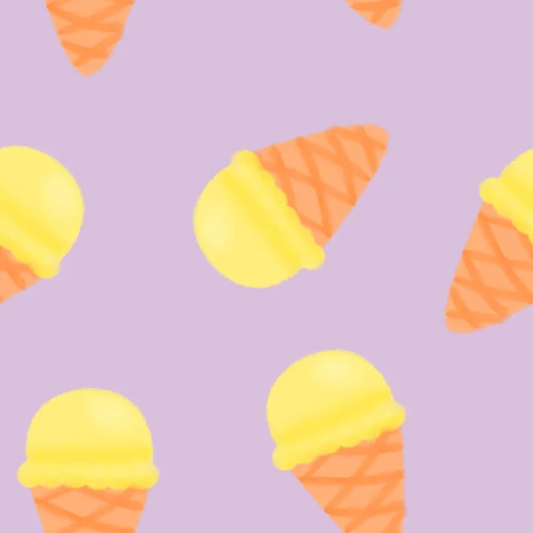 cute sweet pattern summer purple texture with yellow ice cream