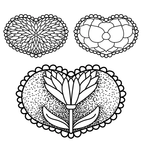 flower in heart sketch tattoo set collection black and white