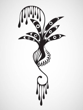 Doodle elemanları ile soyut alışılmadık illüstrasyon