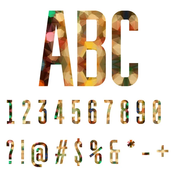 Números coloridos e símbolos feitos de formas geométricas abstratas — Vetor de Stock