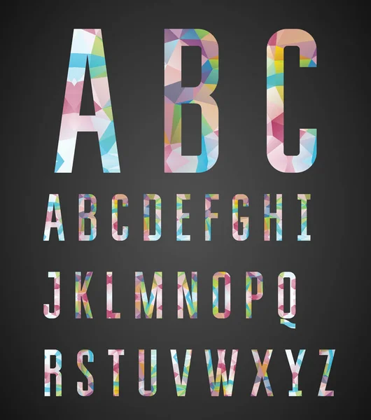Alphabet coloré composé de formes géométriques abstraites — Image vectorielle
