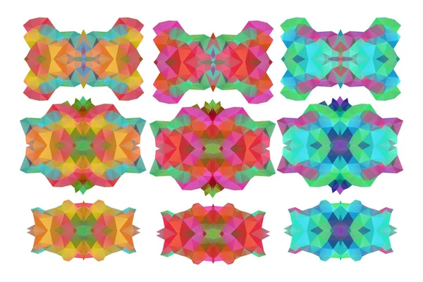 Sammlung abstrakter, farbenfroher Illustrationen aus Dreieck — Stockvektor