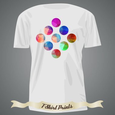 T-shirt tasarım daireler ile renkli soyut çizim ile 