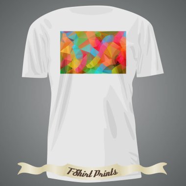 T-shirt tasarım soyut mozaik ile renkli kare şeklinde bir