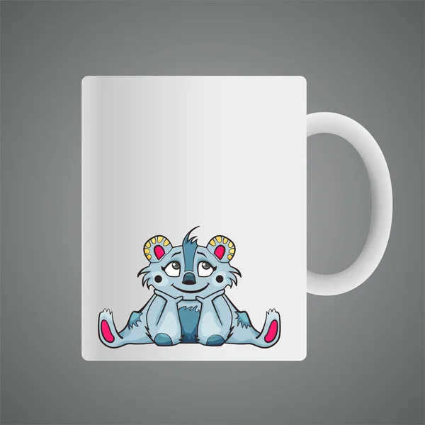 Cup design s Cartoon roztomilé fantasy zvíře — Stockový vektor