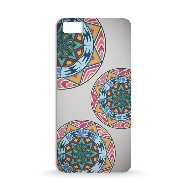 Design cassa del telefono cellulare con cerchi decorati astratti colorati — Vettoriale Stock