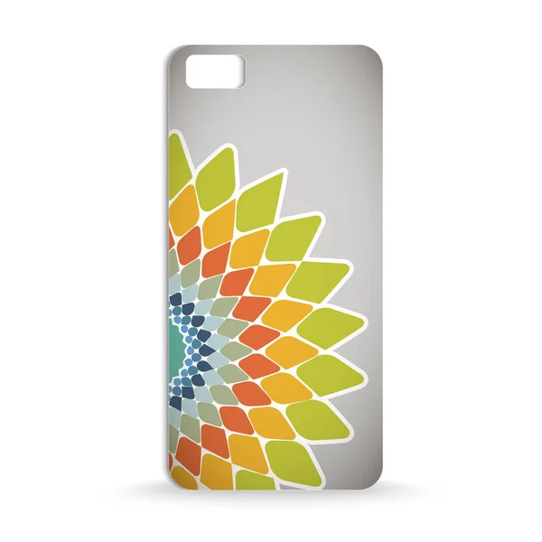 抽象的なカラフルな花と携帯電話ケースのデザイン — ストックベクタ