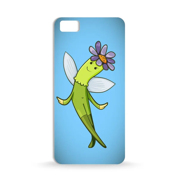Conception de cas de téléphone portable avec bande dessinée de fantaisie vivante fleur wi — Image vectorielle