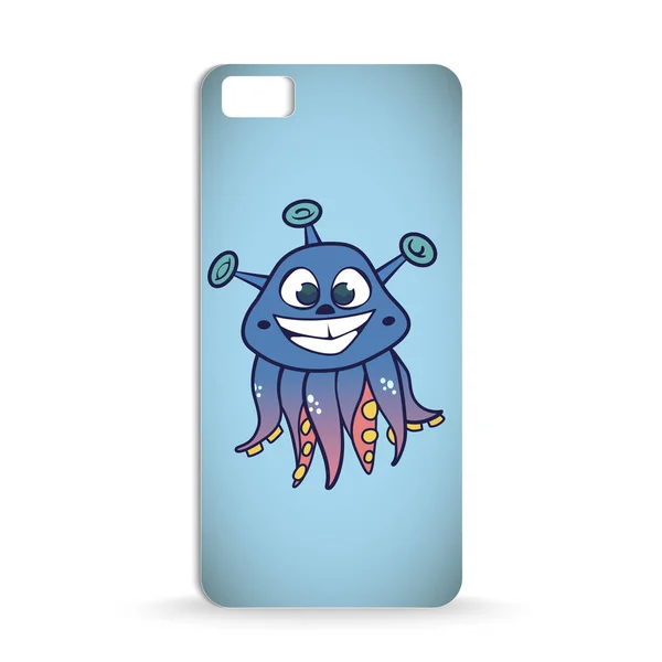 Telefone celular caso design com desenhos animados de fantasia bonito sorrindo cr — Vetor de Stock