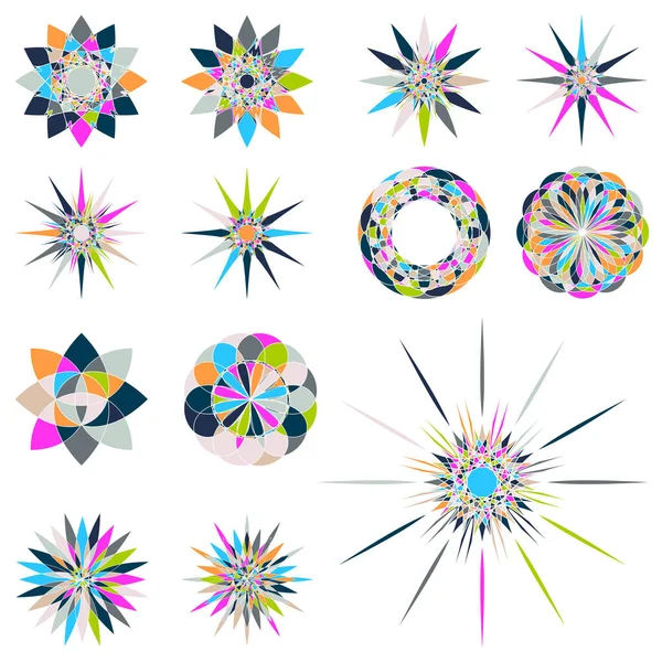 Conjunto Ornamentos Geométricos Ilustración Vectorial — Vector de stock