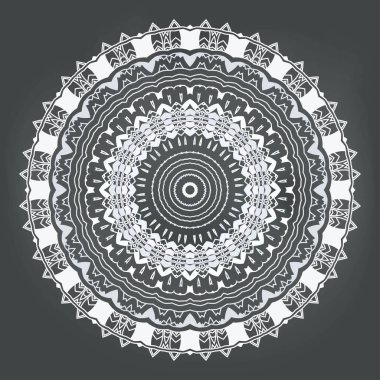 Beyaz arka planda yuvarlak çiçek süsü. Vektör illüstrasyonu